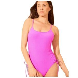 Shade & Shore Women's One-Piece Swimsuit Adjustable Straps Ruched Sides Medium (